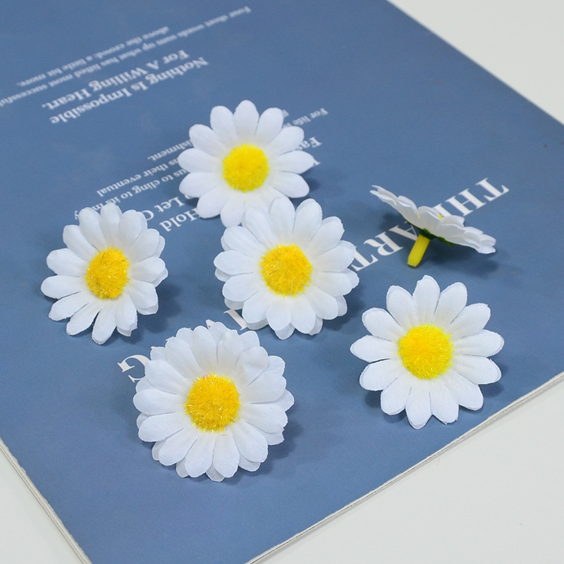 仿真雏菊花朵绢布4cm菊花儿童节舞蹈演出花环手环花盒插花DIY配件