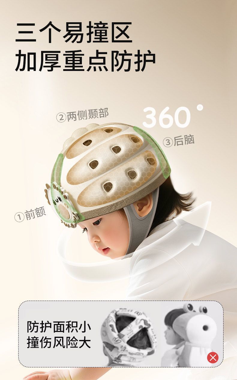 Baby head protection anti-fall hat, children's anti-collision head protector, baby walking and crawling anti-collision hat, breathable safety helmet