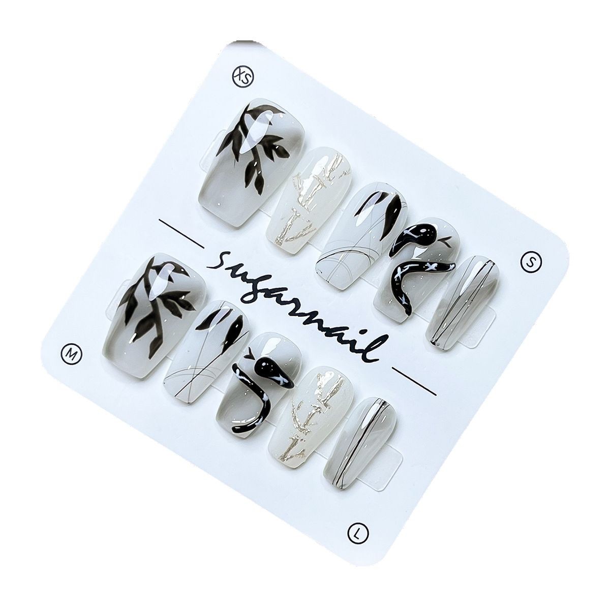 Armadura de vestir, estilo nacional puro hecho a mano, orquídea pintada a mano, armadura de vestir, serpiente pequeña, sensación fría y avanzada, parche de uñas blancas