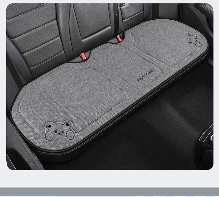 Car Seat Cushion for All Seasons, Linen Cartoon Rear Seat Cushion, Single-Piece Seat Cover for Women