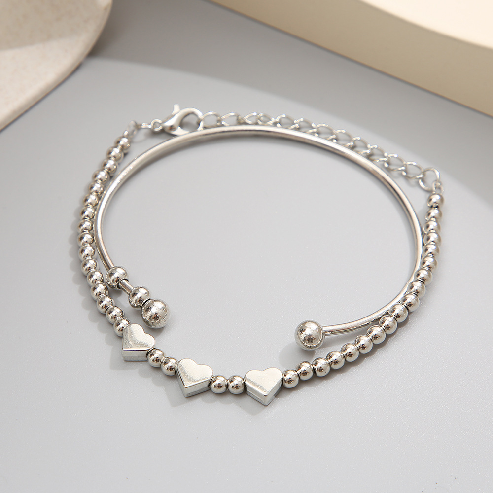 Simple Style Heart Shape Alloy Plating Bangle display picture 3