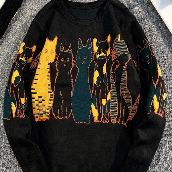 Slim-Fit Crewneck Sweater For Men – Trendy Knit Pullover With Jacquard Detail (S-2XL, Lightweight Polyester For Streetwear Styling)_voghion.com