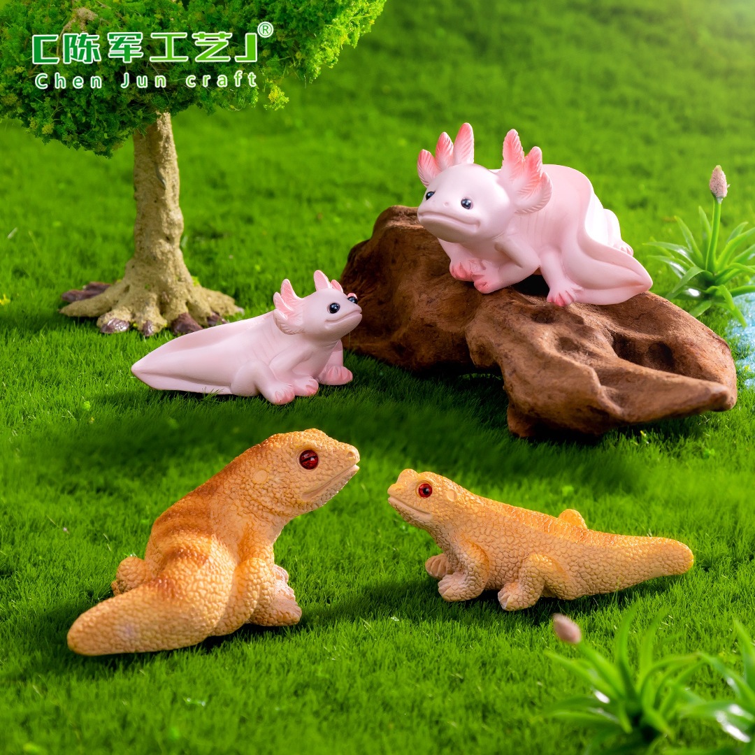苔藓微景观仿真蝾螈蜥蜴变色龙 园艺生态瓶造景diy装饰配件小摆件