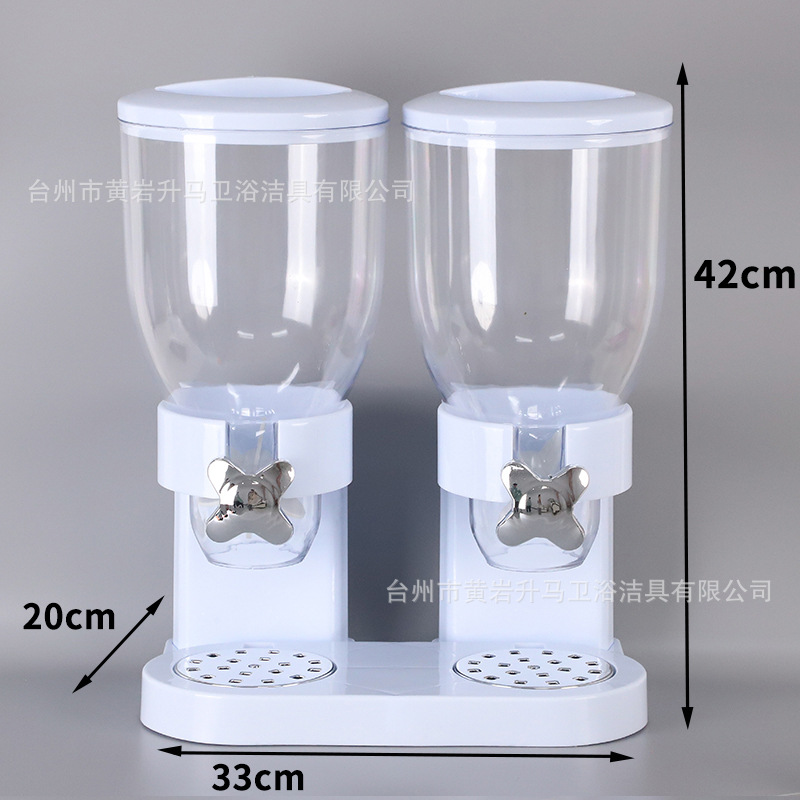 Dispensador de cereales de doble compartimento, recipiente hermético para granos de cocina, avena, frutos secos, recipiente de almacenamiento de snacks, dispensador de granos transfronterizo al por mayor