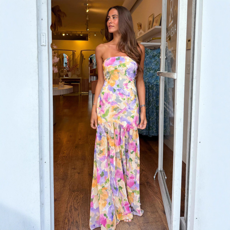 Spring High-Quality New Holiday Floral Long Dress with Suspender Fishtail Skirt Dopamine Beautiful Little Skirt Spring High-Quality New Holiday Floral Long Dress with Suspender Fishtail Skirt Dopamine Beautiful Little Skirt