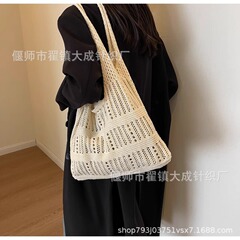 夏怠惰な織物大型バッグ女性のための 2025 新しいインターネット有名人人気の多用途トートバッグ大容量ビーチバッグ
