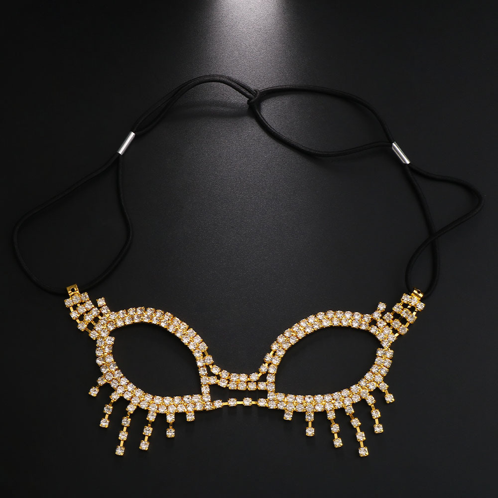 AliExpress Venta caliente rhinestone gafas cadena europea y americana bola borla cuerda elástica Cara accesorios Cara cadena image 2