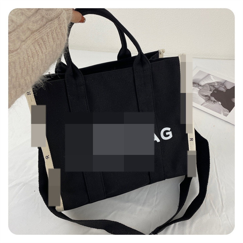 Bolso de mano de gran capacidad Bolso de mensajero de lona simple de moda Bolso de hombro de color de contraste para mujer de moda Simple y versátil