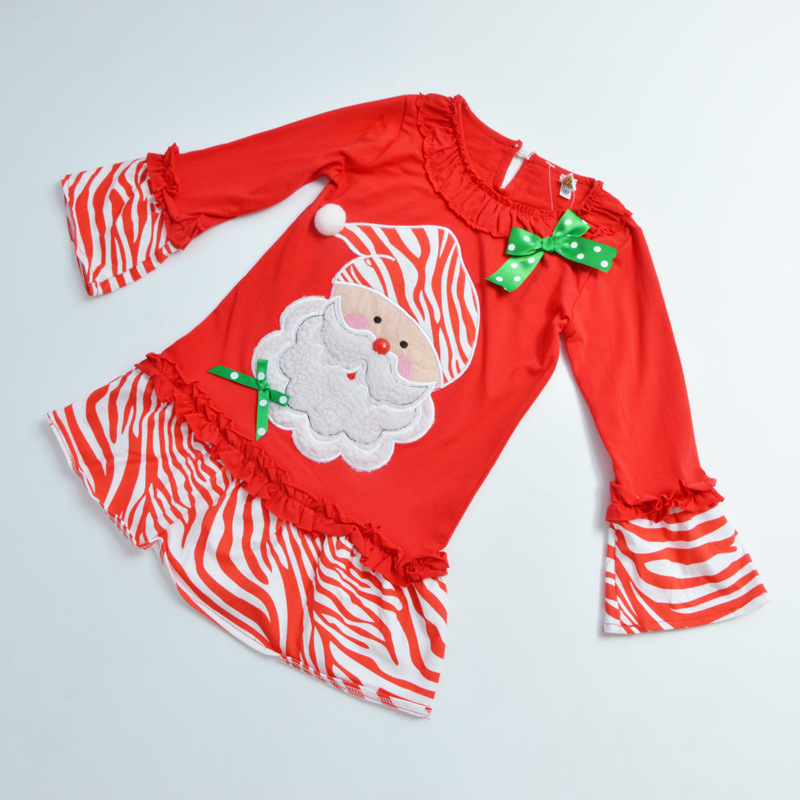 Christmas Cute Cartoon Santa Claus Flower Cotton Girls Clothing Sets display picture 5
