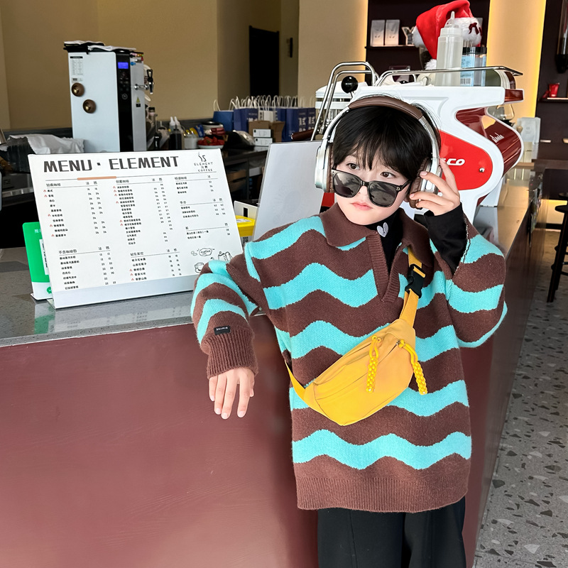 Comercio exterior Internet celebridad bolso de los niños 2024 Nuevo estilo occidental bolso de pecho de crossbody de los muchachos personalidad simple lienzo bebé pequeño bolso de la cintura