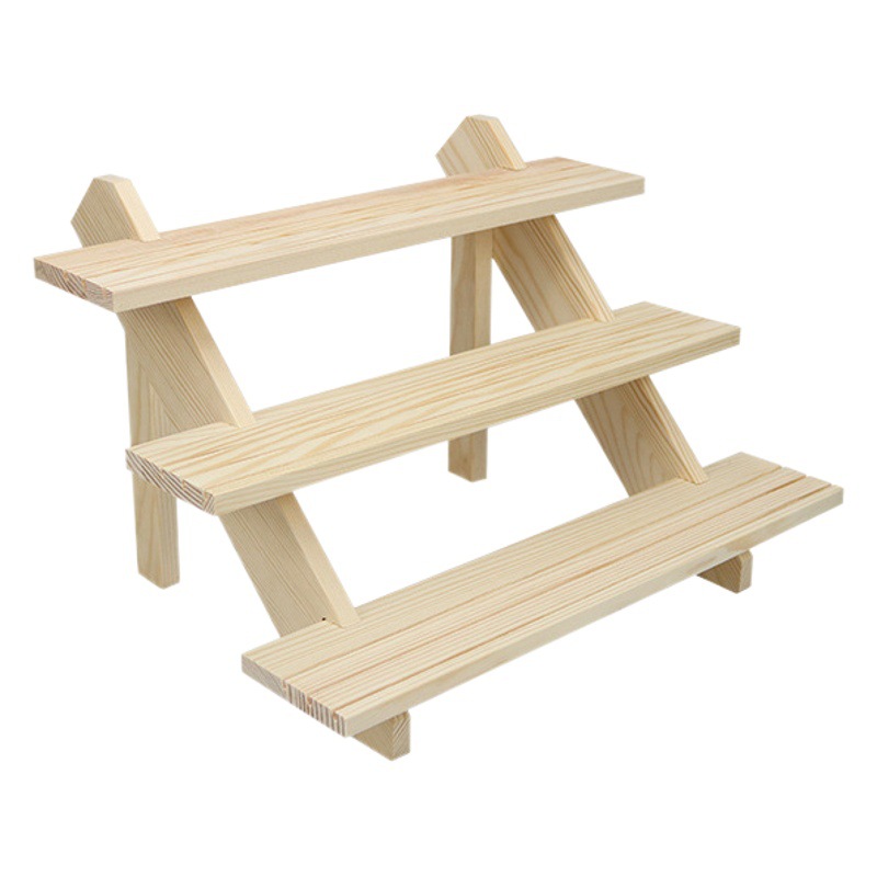 LABUBU-estante de exhibición de caja ciega, estante de almacenamiento de escritorio multicapa, tapete de burbujas, estante de almacenamiento de escalera de madera