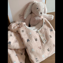 珊瑚绒睡衣女秋冬季加厚保暖套装高级感法兰绒家居服网红风可外穿