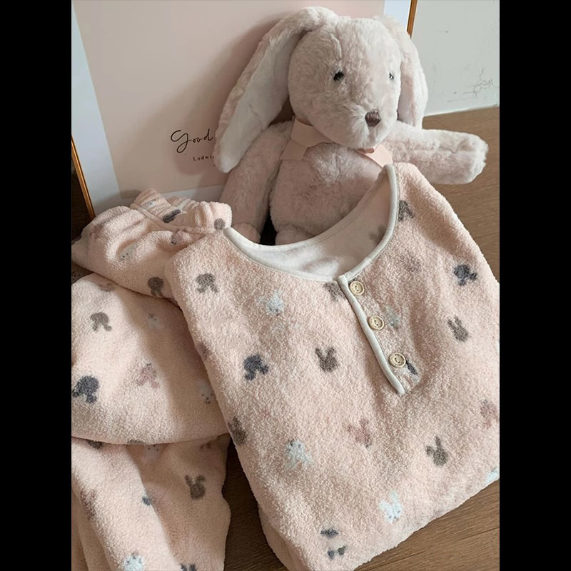 珊瑚绒睡衣女秋冬季加厚保暖套装高级感法兰绒家居服网红风可外穿