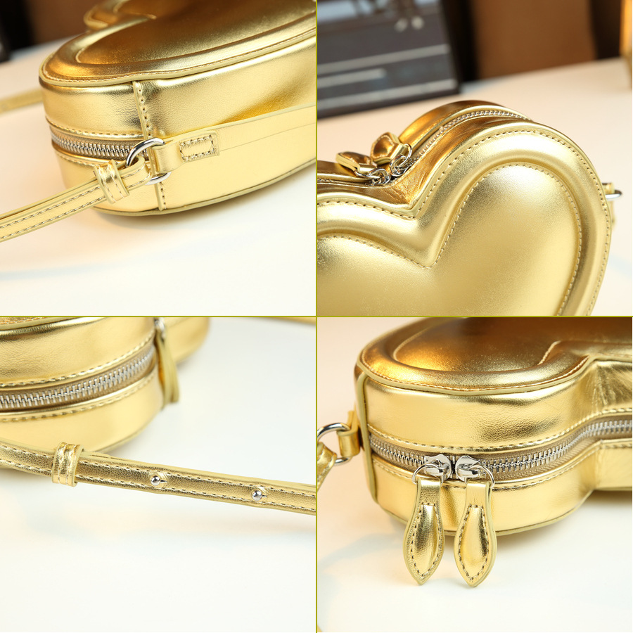 Borsa a tracolla di nicchia alla moda a forma di cuore per donna, design 3D unico, dolce e alla moda, borsa a spalla elegante_voghion.com