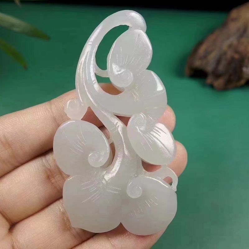 玉器工艺品天然新疆和田玉昆仑玉紫罗兰色玉石事事如意挂件送证书