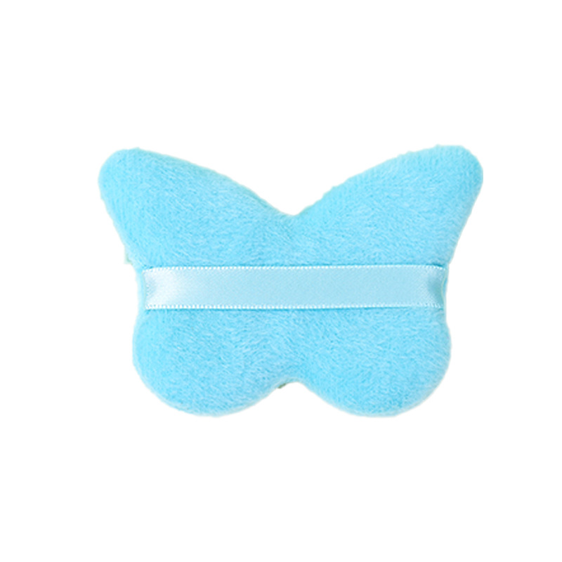 La borla de flocado corto en forma de mariposa transfronteriza no come polvo esponja de terciopelo de pie polvo suelto maquillaje maquillaje maquillaje algodón fábrica personalizado al por mayor