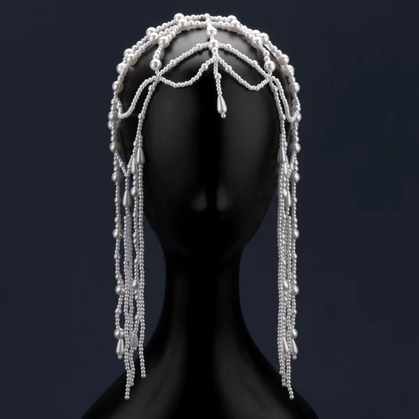 Original New Handmade Pearl Tassel Mesh Decoration Photo Portrait Wedding Dress Hair Accessories Bridal Accessories Hanfu Accessories