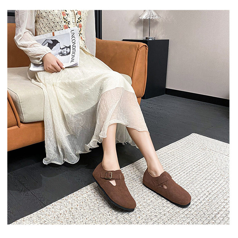 Dép sandal nữ bít mũi da thật quai khóa đế dày kiểu Birkenstock — 261 Màu nâu sẫm (toàn bộ), 261 Xám (toàn bộ), 261 kaki (toàn bộ băng đảng), 265 kaki (nửa kéo) chi tiết 16