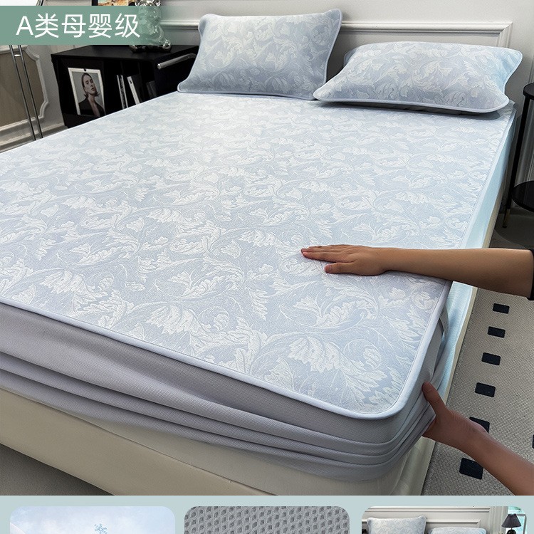 Cómodo sombrero de cama de seda de hielo de clase A pieza única verano 2025 nueva funda de colchón funda protectora estera funda de cama juego de tres piezas