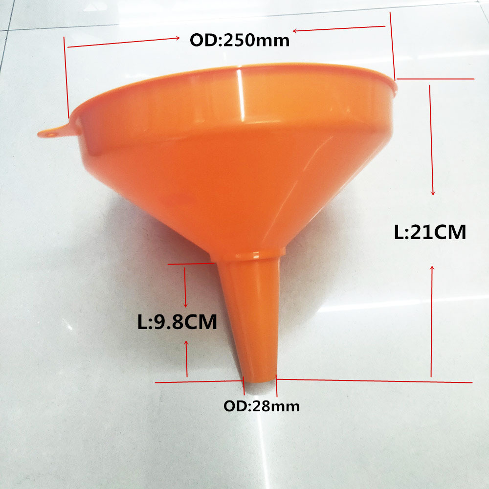 塑料彩色漏斗 大口径250mm 10英寸橙色漏斗 环保无毒全新料防漏