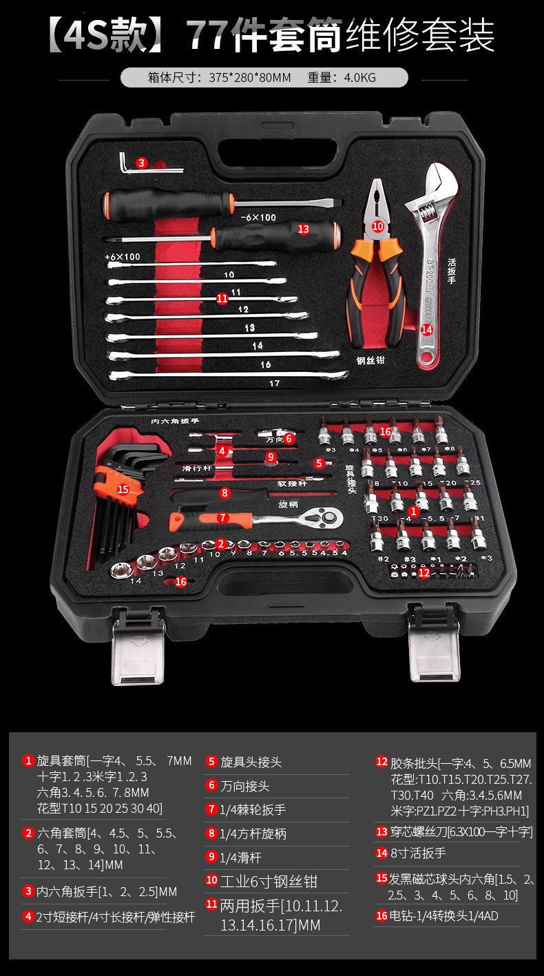 Suitable for Green Forest Auto Repair Tool Set, ratchet quick socket wrench, car maintenance, motorcycle maintenance