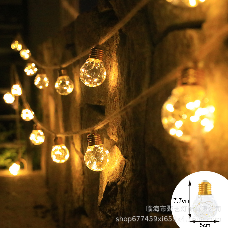 Camping al aire libre cadena de lámpara impermeable cable de cânhamo lámpara LED de lámpara