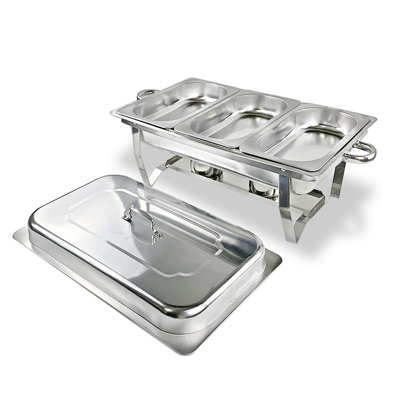Cross-border stainless steel hotel dining stove Buffy stove rectangular folding heating alcohol stove can be divided into lattice buffet stove