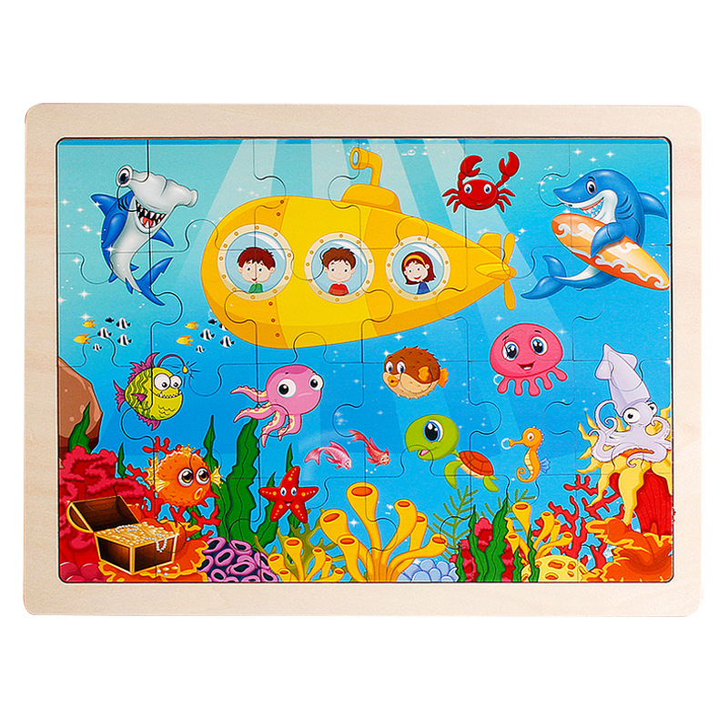 Múltiples de madera para niños de 24 piezas rompecabezas ejercicio bebé mano-ojo coordinación capacidad animal cognitiva educación temprana juguetes educativos