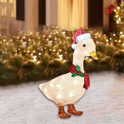 跨境Winter lantern chick with scarf earmuffs holiday灯光鸭|ms