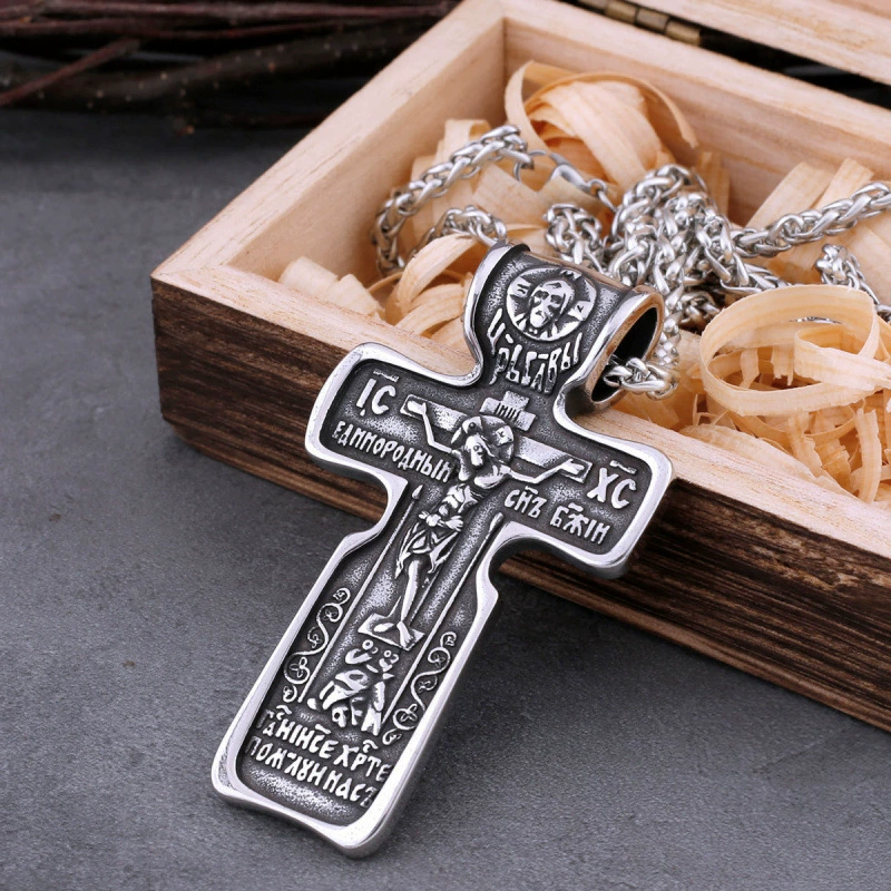 Модное религиозное ожерелье с крестом Иисуса, мужское ожерелье из стали