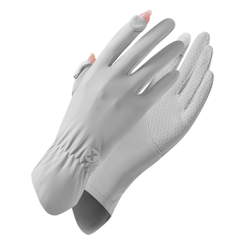 Guantes de protección solar para mujeres Protección UV delgada seda de hielo de verano mangas de mano de moda al aire libre ciclismo fugas dedo guantes de protección solar