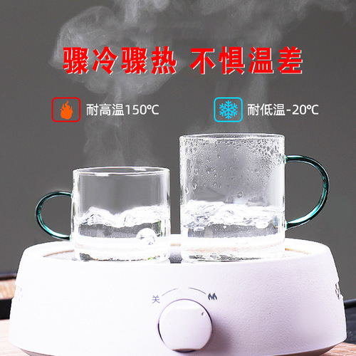 Zhenqi Factory Wholesale Creative Color Handle Glass Tea Set Accessories Home High Borosilicate Glass Water Cup