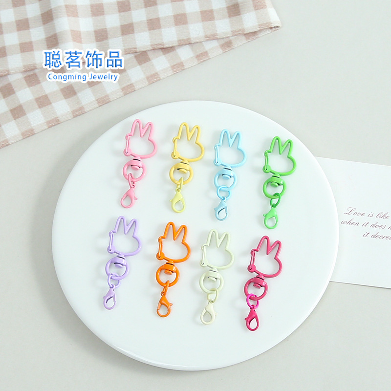Colorful Zinc Alloy Cartoon Rabbit with 303 Lobster Clasp Painted Keychain DIY Jewelry Pendant Materials Wholesale Colorful Zinc Alloy Cartoon Rabbit with 303 Lobster Clasp Painted Keychain DIY Jewelry Pendant Materials Wholesale
