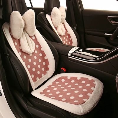plush polka dot black and white: Seat cushion, seat cover