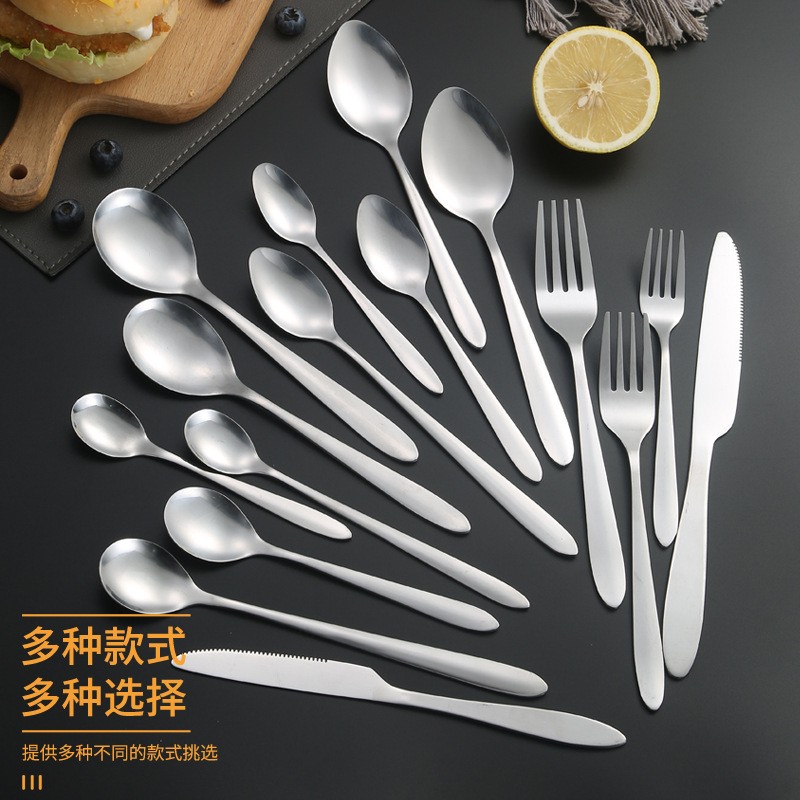 Stainless Steel Tableware Spoon Meal Knife Steak Knife and Fork Set Dessert Seasoning Coffee Spoon Western Food Bare Body Pointed Tail Fork Spoon