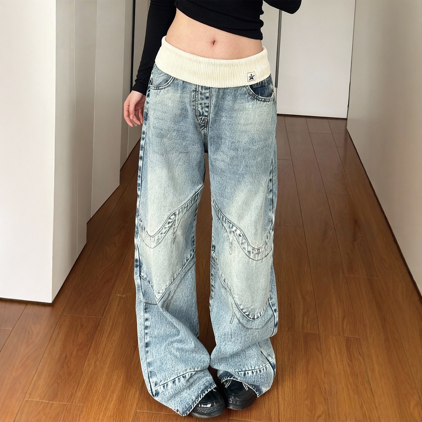 Vintage Washed Distressed High-Waisted Loose Fit Jeans For Women – Comfortable & Stylish Casual Denim Pants_ecoleips.com