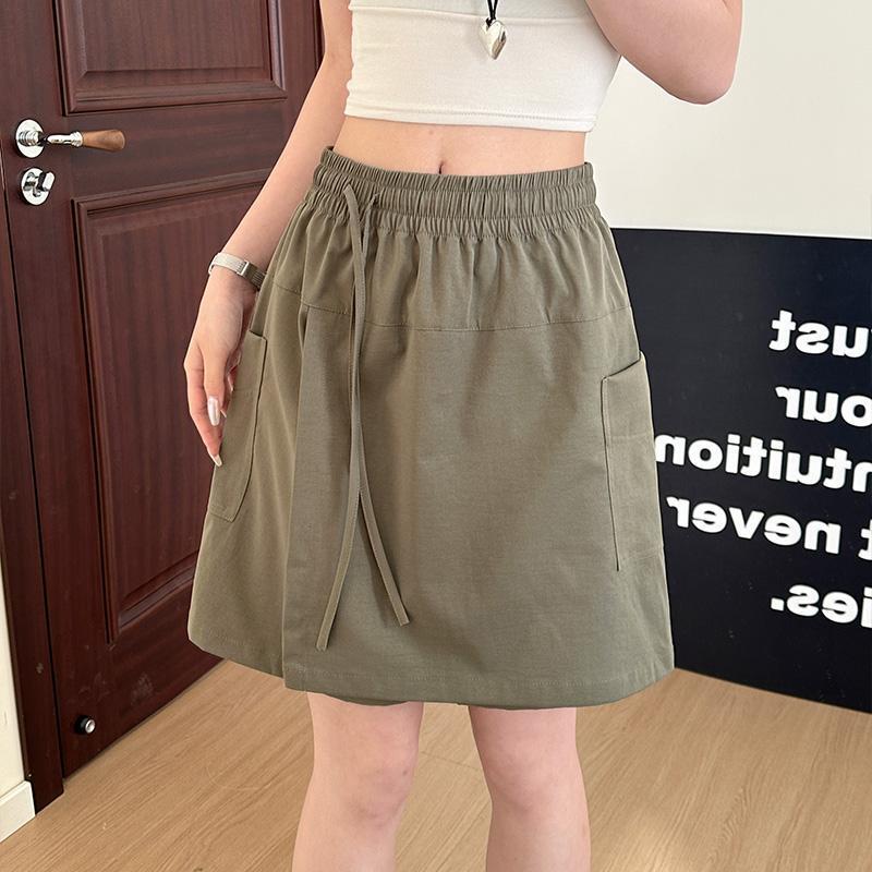 アイスシルク山本ショートスカート女性の夏薄い 2025 新しいハイウエスト痩身小さな作業服スカートヒップカバースカート|undefined