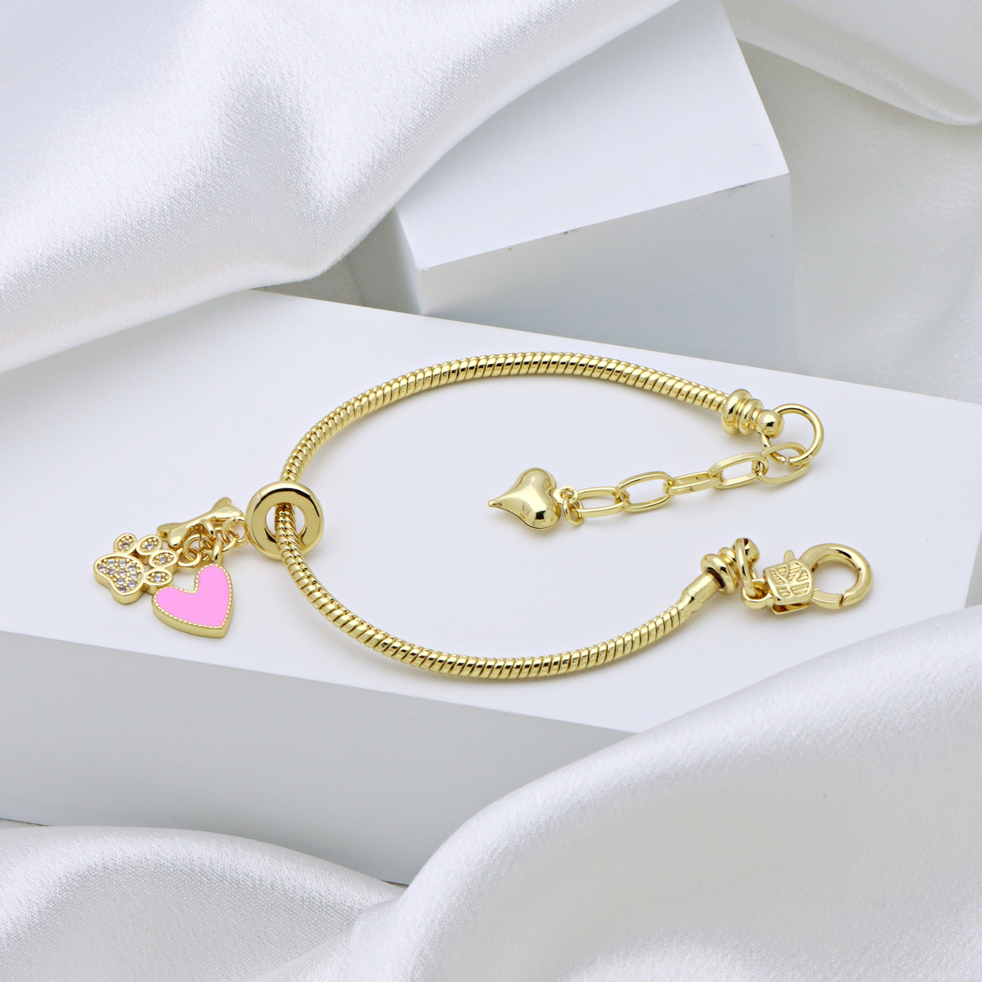 31mm Jewelry Making Size 1 Piece 31mm Copper Zircon Paw Print Heart Shape Unforgettable Pendant