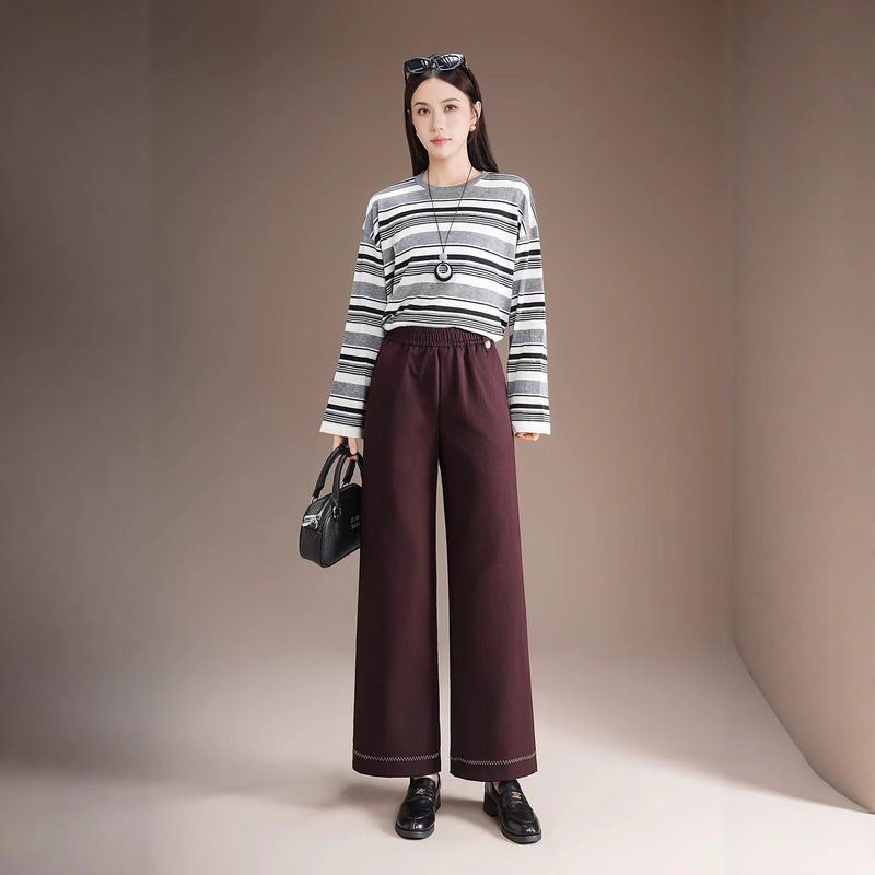 女性用のクラシックな9点ワイドレッグパンツ、ハイウエスト、ゆったり、薄手、オフホワイトのナローストレートパンツ、スリムな花のつぼみパンツ|undefined