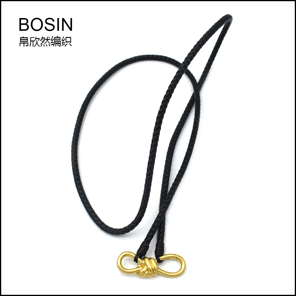 束口绳PU抽绳束口袋DIY抽绳黑色编织款成品