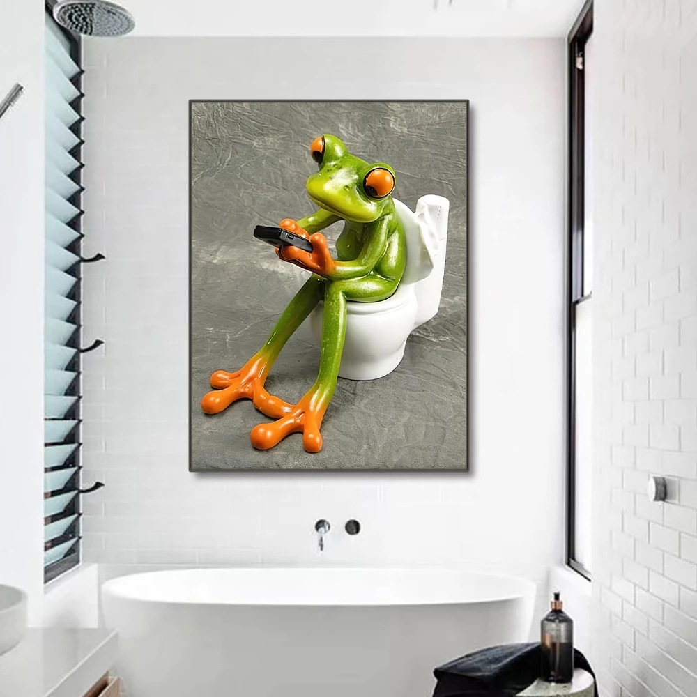 Pintura moderna rana en el baño lienzo mural cartel arte de la pared sala de estar decoración moderna
