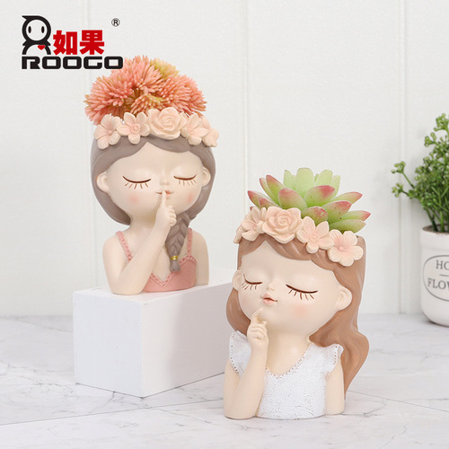 If ins style cute fairy home decoration ornaments cartoon creative desktop succulents potted flower pots