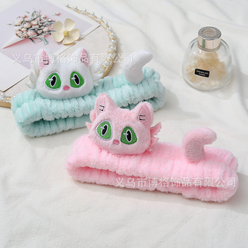 Lindo divertido gran ojo meow pelo banda gatito tocado cara lavado maquillaje máscara chica niños Niña