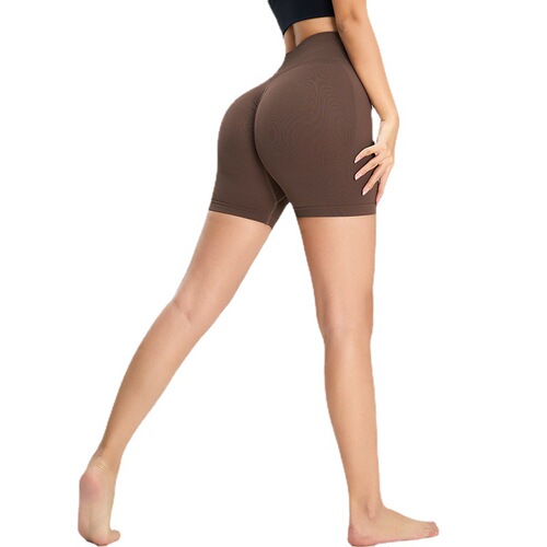 Eurasian seamless bare feeling butt-lifting yoga pants for women, quick-drying peach short sport shorts, tight running fitness three-quarter pants