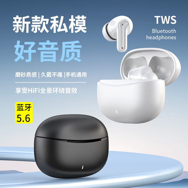New Private Model Sports Fitness Anti-Sweat Ultra-Long Battery Life Ear-Mounted Wireless Headset Tws Bluetooth Headset