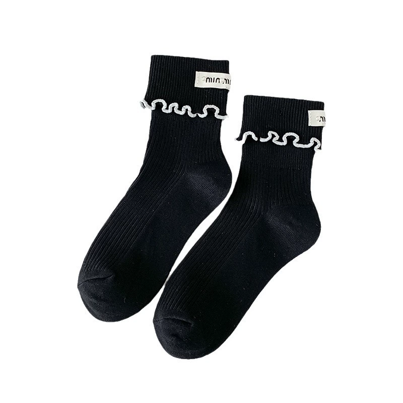 Summer thin white knee socks with bow, cute loafers, mid-length