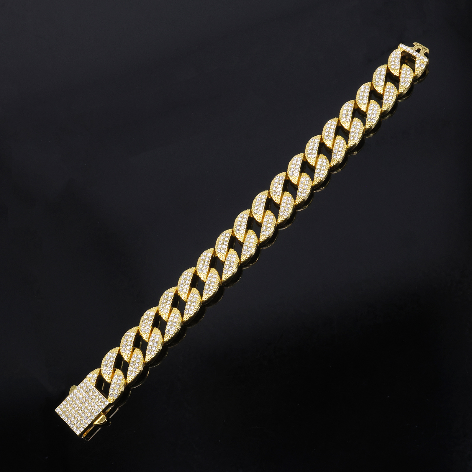Alloy Chain Necklace With Round Spring Clasp And Full Diamonds_voghion.com