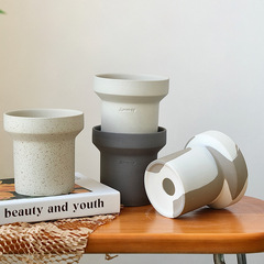 馬里奧煙囪北歐跨境奶油風創意簡約家用民宿高級感裝飾陶瓷花盆