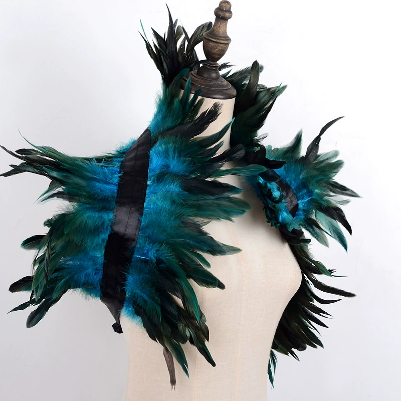 cloak accessory, feathered shoulder cape, gothic Halloween party, multiple colors