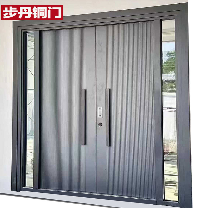 Budan Copper Door Pure Copper Door Self-Built House Household Door Four-Open House Door Stainless Steel Copper-Plated Courtyard Door Zhejiang